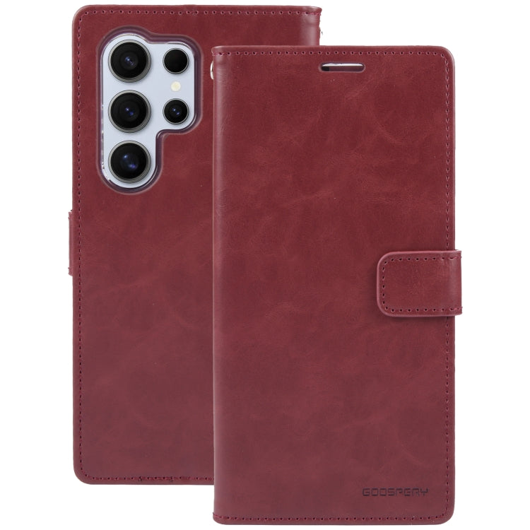 For Samsung Galaxy S24 Ultra 5G GOOSPERY BLUE MOON Crazy Horse Texture Leather Phone Case(Wine Red)