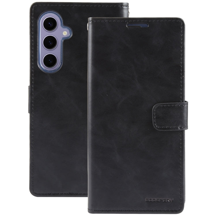 For Samsung Galaxy S24+ 5G GOOSPERY BLUE MOON Crazy Horse Texture Leather Phone Case(Black)