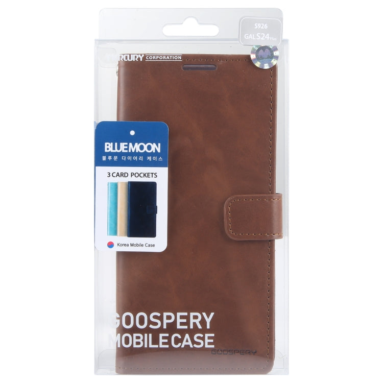 For Samsung Galaxy S24+ 5G GOOSPERY BLUE MOON Crazy Horse Texture Leather Phone Case(Brown)