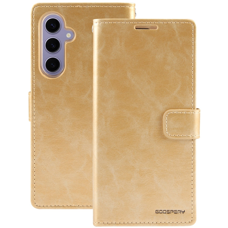 For Samsung Galaxy S24+ 5G GOOSPERY BLUE MOON Crazy Horse Texture Leather Phone Case(Gold)
