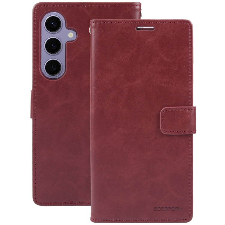 For Samsung Galaxy S24+ 5G GOOSPERY BLUE MOON Crazy Horse Texture Leather Phone Case(Wine Red)
