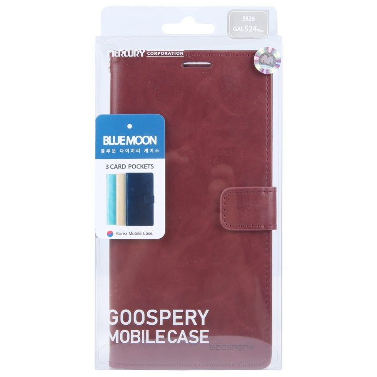 For Samsung Galaxy S24+ 5G GOOSPERY BLUE MOON Crazy Horse Texture Leather Phone Case(Wine Red)