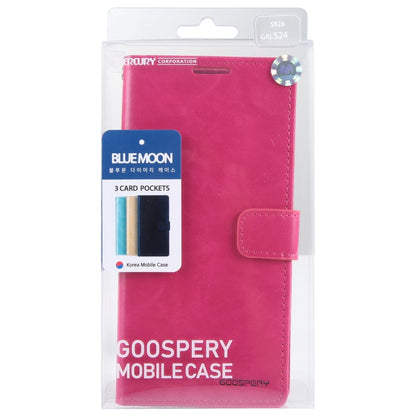 Pour Samsung Galaxy S24 5G GOOSPERY BLUE MOON Étui de téléphone en cuir texturé Crazy Horse (Rose Rouge)