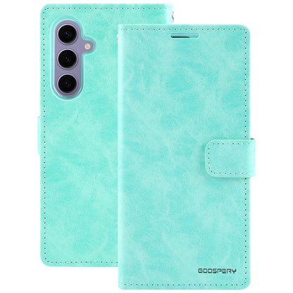 For Samsung Galaxy S24 5G GOOSPERY BLUE MOON Crazy Horse Texture Leather Phone Case(Mint Green)
