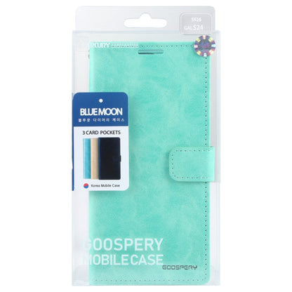 For Samsung Galaxy S24 5G GOOSPERY BLUE MOON Crazy Horse Texture Leather Phone Case(Mint Green)