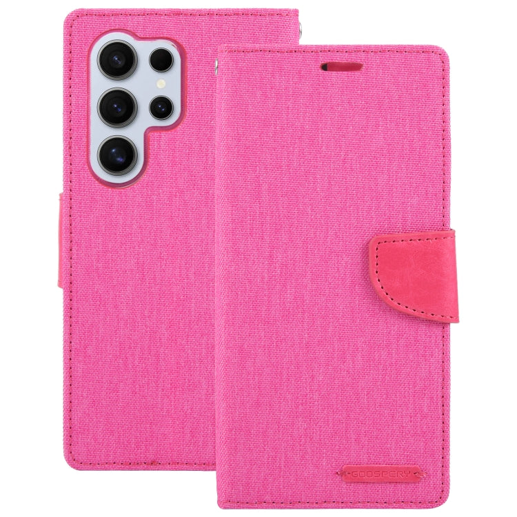 For Samsung Galaxy S24 Ultra 5G GOOSPERY CANVAS DIARY Fabric Texture Flip Leather Phone Case(Rose Red)