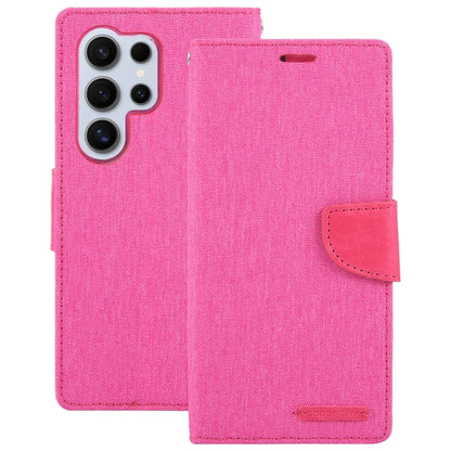 For Samsung Galaxy S24 Ultra 5G GOOSPERY CANVAS DIARY Fabric Texture Flip Leather Phone Case(Rose Red)