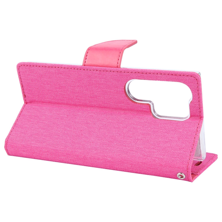 For Samsung Galaxy S24 Ultra 5G GOOSPERY CANVAS DIARY Fabric Texture Flip Leather Phone Case(Rose Red)