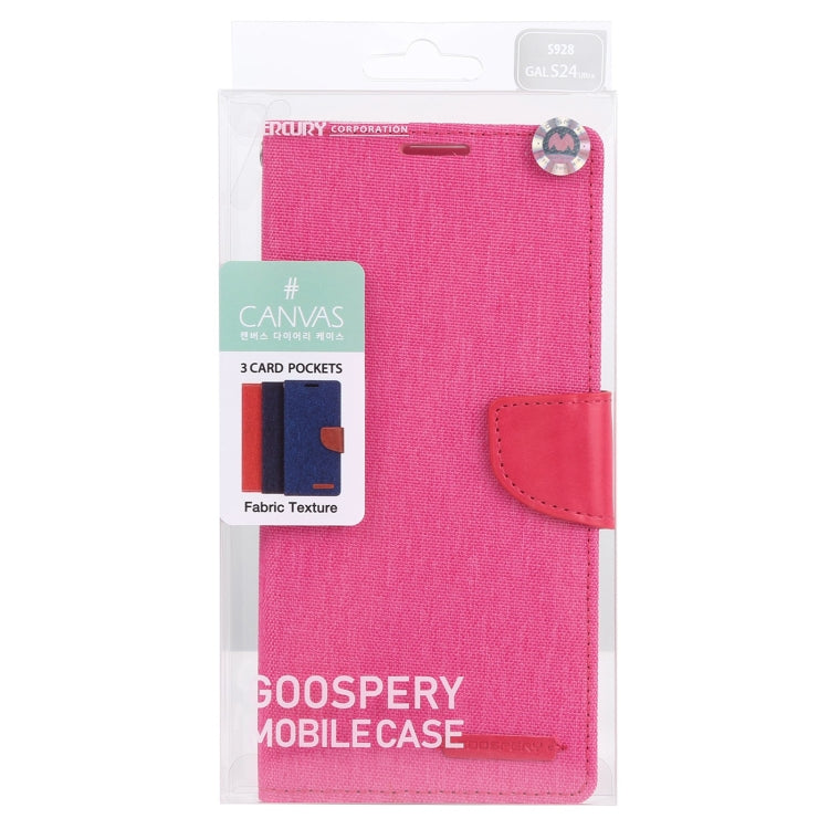 For Samsung Galaxy S24 Ultra 5G GOOSPERY CANVAS DIARY Fabric Texture Flip Leather Phone Case(Rose Red)