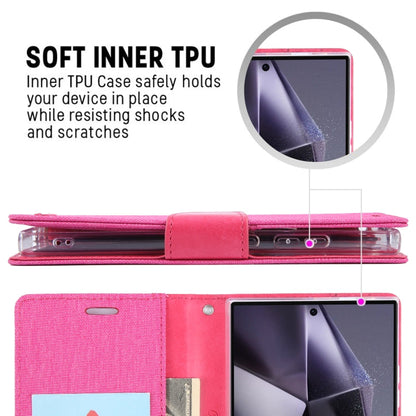 For Samsung Galaxy S24 Ultra 5G GOOSPERY CANVAS DIARY Fabric Texture Flip Leather Phone Case(Rose Red)