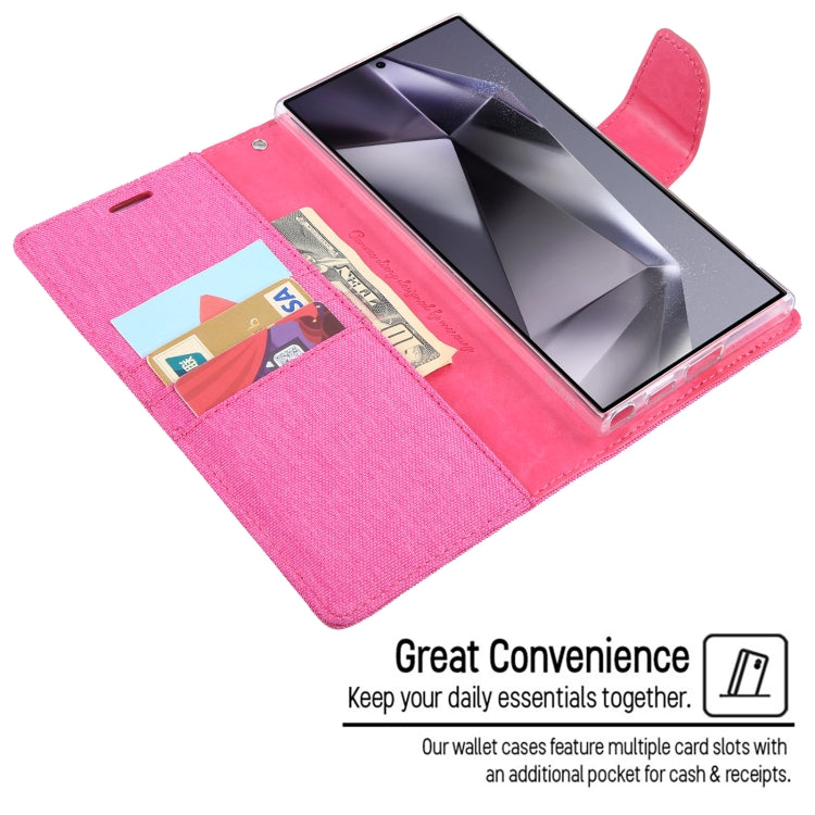 For Samsung Galaxy S24 Ultra 5G GOOSPERY CANVAS DIARY Fabric Texture Flip Leather Phone Case(Rose Red)