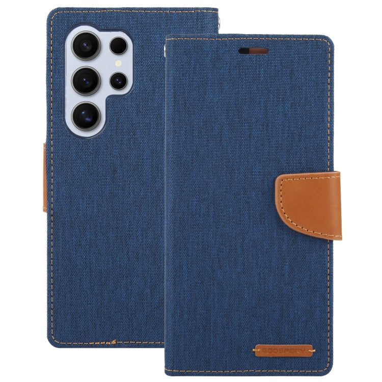 For Samsung Galaxy S24 Ultra 5G GOOSPERY CANVAS DIARY Fabric Texture Flip Leather Phone Case(Navy Blue)
