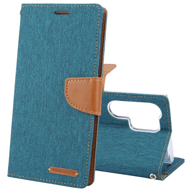 For Samsung Galaxy S24 Ultra 5G GOOSPERY CANVAS DIARY Fabric Texture Flip Leather Phone Case(Green)