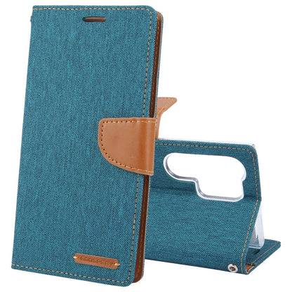 For Samsung Galaxy S24 Ultra 5G GOOSPERY CANVAS DIARY Fabric Texture Flip Leather Phone Case(Green)