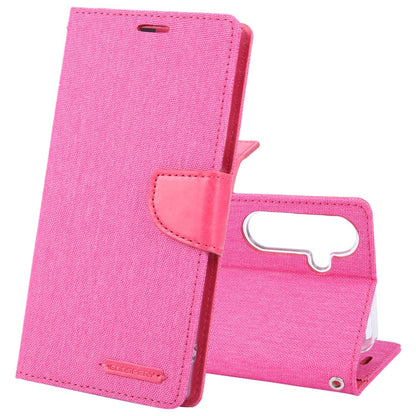 Pour Samsung Galaxy S24+ 5G Étui de téléphone à rabat en cuir texturé en tissu GOOSPERY CANVAS DIARY (Rose rouge)