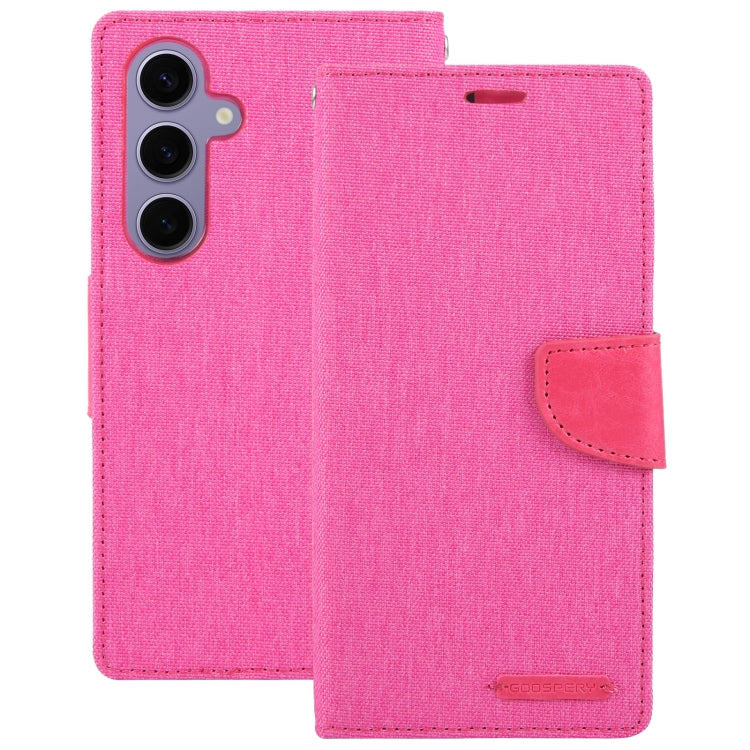 Pour Samsung Galaxy S24+ 5G Étui de téléphone à rabat en cuir texturé en tissu GOOSPERY CANVAS DIARY (Rose rouge)