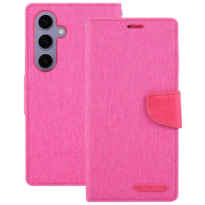 Pour Samsung Galaxy S24+ 5G Étui de téléphone à rabat en cuir texturé en tissu GOOSPERY CANVAS DIARY (Rose rouge)