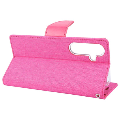 Pour Samsung Galaxy S24+ 5G Étui de téléphone à rabat en cuir texturé en tissu GOOSPERY CANVAS DIARY (Rose rouge)
