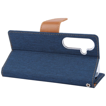 For Samsung Galaxy S24+ 5G GOOSPERY CANVAS DIARY Fabric Texture Flip Leather Phone Case(Navy Blue)