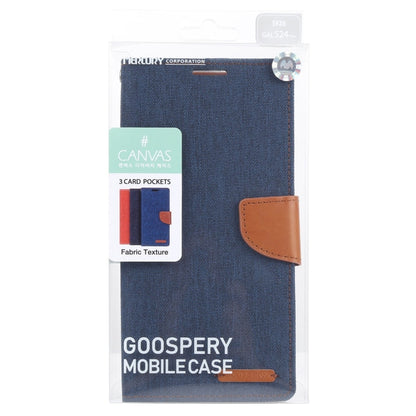 For Samsung Galaxy S24+ 5G GOOSPERY CANVAS DIARY Fabric Texture Flip Leather Phone Case(Navy Blue)