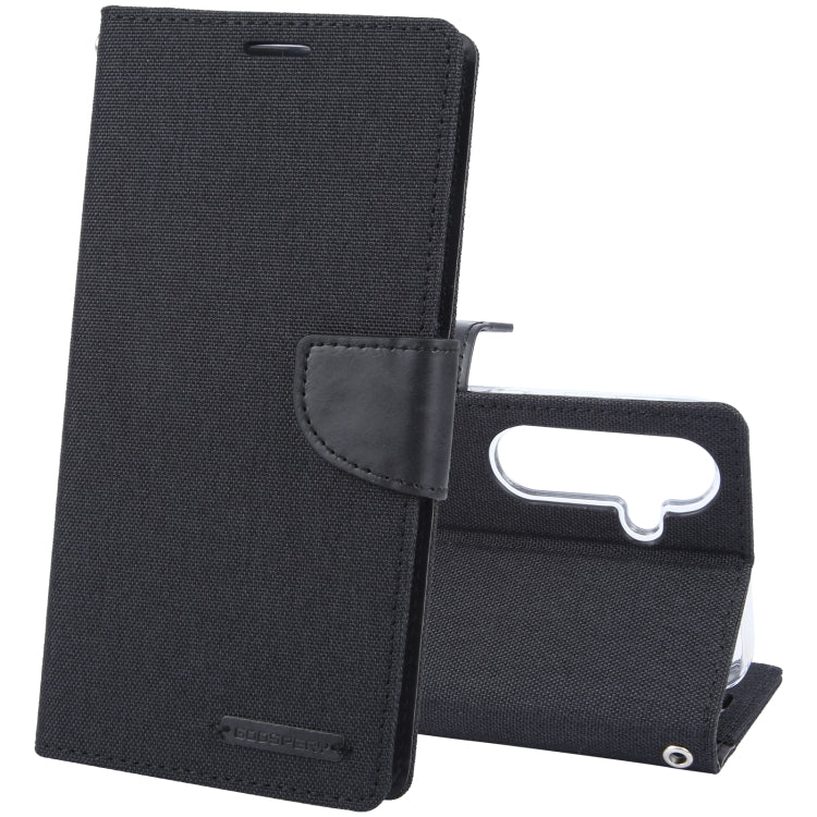 Pour Samsung Galaxy S24+ 5G Étui de téléphone en cuir à rabat texturé en tissu GOOSPERY CANVAS DIARY (noir)