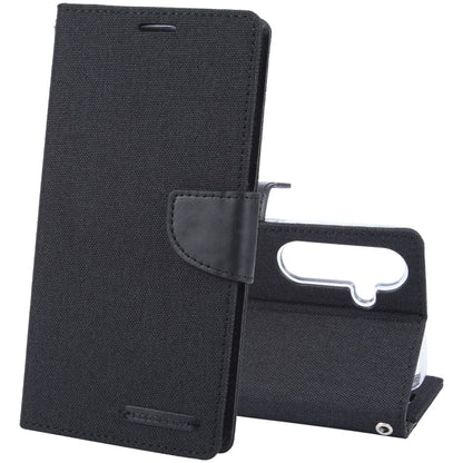 Pour Samsung Galaxy S24+ 5G Étui de téléphone en cuir à rabat texturé en tissu GOOSPERY CANVAS DIARY (noir)