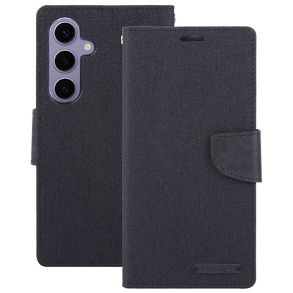 Pour Samsung Galaxy S24+ 5G Étui de téléphone en cuir à rabat texturé en tissu GOOSPERY CANVAS DIARY (noir)