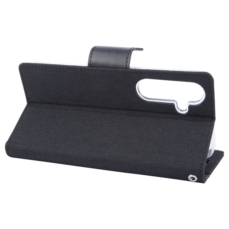 Pour Samsung Galaxy S24+ 5G Étui de téléphone en cuir à rabat texturé en tissu GOOSPERY CANVAS DIARY (noir)