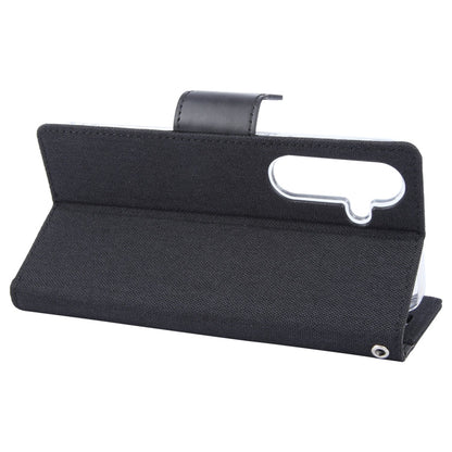 Pour Samsung Galaxy S24+ 5G Étui de téléphone en cuir à rabat texturé en tissu GOOSPERY CANVAS DIARY (noir)