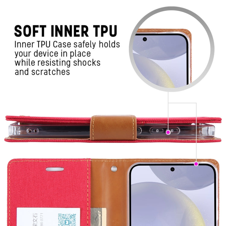 Pour Samsung Galaxy S24+ 5G Étui de téléphone en cuir à rabat texturé en tissu GOOSPERY CANVAS DIARY (noir)