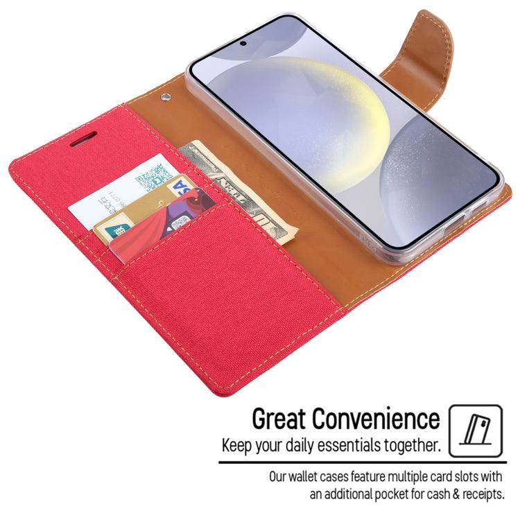 Pour Samsung Galaxy S24+ 5G Étui de téléphone en cuir à rabat texturé en tissu GOOSPERY CANVAS DIARY (noir)