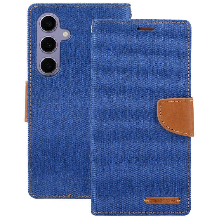 For Samsung Galaxy S24+ 5G GOOSPERY CANVAS DIARY Fabric Texture Flip Leather Phone Case(Blue)