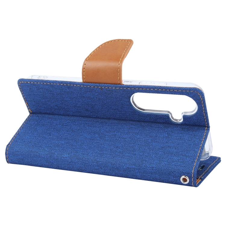 For Samsung Galaxy S24+ 5G GOOSPERY CANVAS DIARY Fabric Texture Flip Leather Phone Case(Blue)