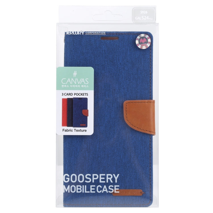 For Samsung Galaxy S24+ 5G GOOSPERY CANVAS DIARY Fabric Texture Flip Leather Phone Case(Blue)