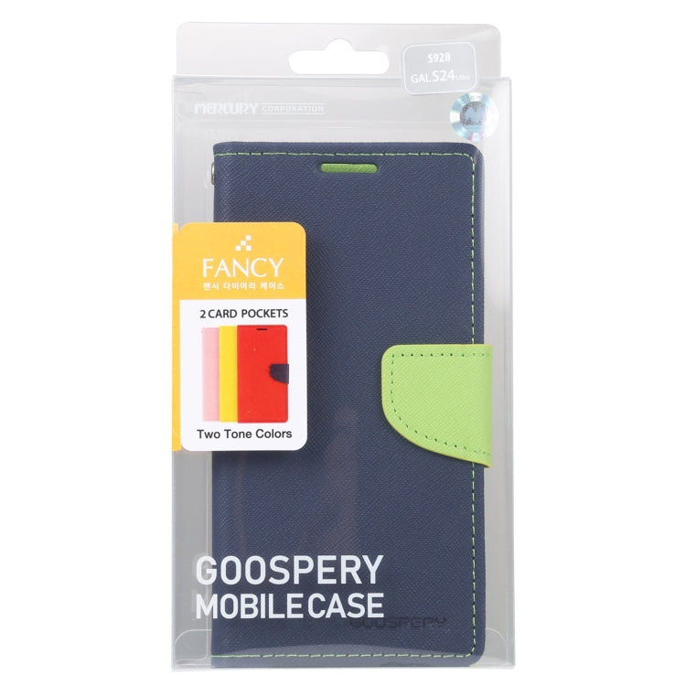 For Samsung Galaxy S24 Ultra 5G GOOSPERY FANCY DIARY Cross Texture Leather Phone Case(Navy Blue)