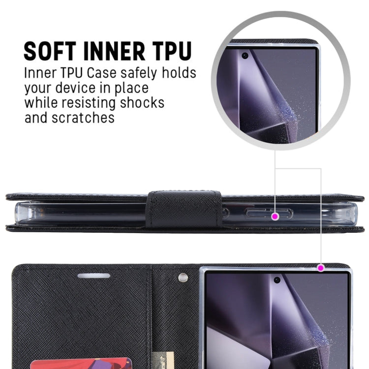 For Samsung Galaxy S24 Ultra 5G GOOSPERY FANCY DIARY Cross Texture Leather Phone Case(Navy Blue)