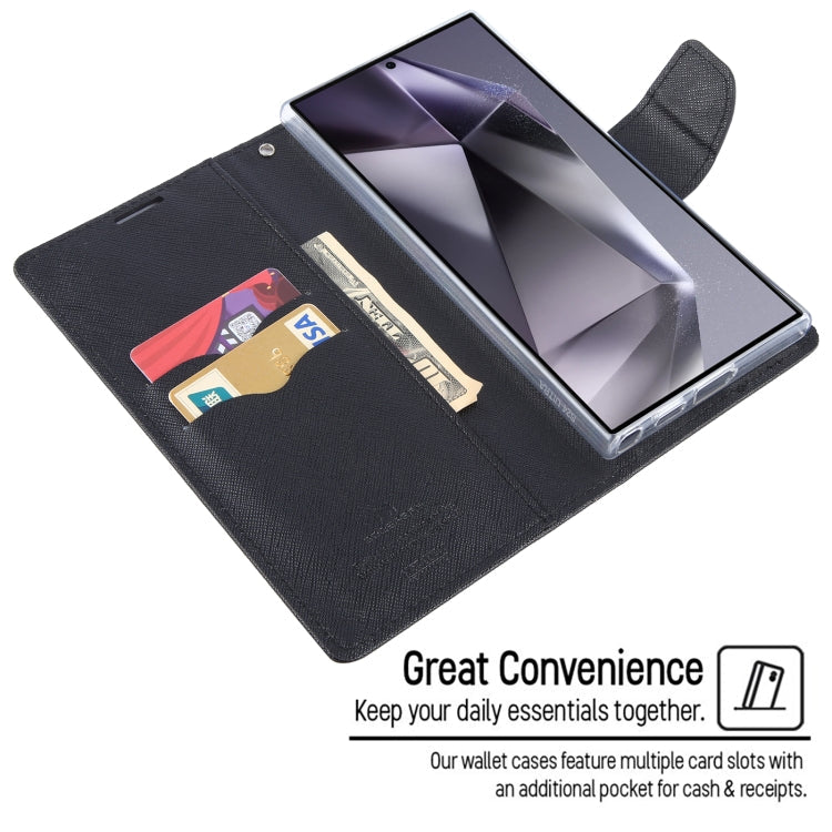 For Samsung Galaxy S24 Ultra 5G GOOSPERY FANCY DIARY Cross Texture Leather Phone Case(Navy Blue)