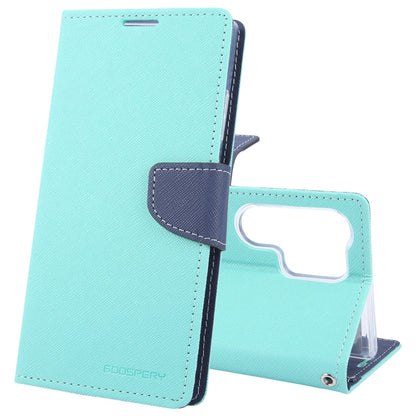 Pour Samsung Galaxy S24 Ultra 5G GOOSPERY FANCY DIARY Étui de téléphone en cuir texturé (Vert Menthe)