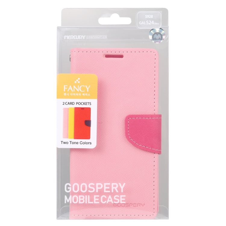 For Samsung Galaxy S24 Ultra 5G GOOSPERY FANCY DIARY Cross Texture Leather Phone Case(Pink)