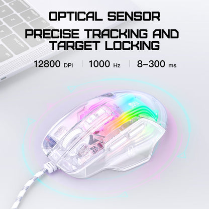 ONIKUMA CW923 RGB Lighting Wired Mouse(Transparent)