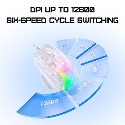 ONIKUMA CW923 RGB Lighting Wired Mouse(Transparent)