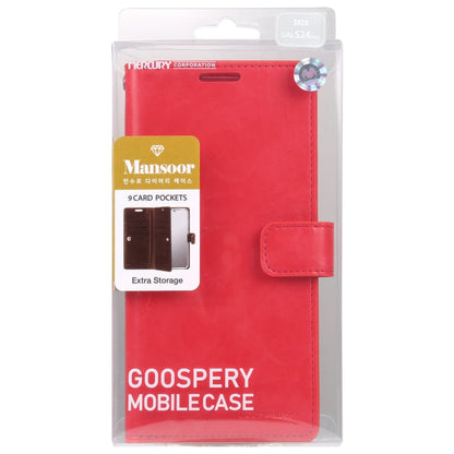 For Samsung Galaxy S24 Ultra 5G GOOSPERY MANSOOR DIARY 9 Card Slots Leather Phone Case(Red)