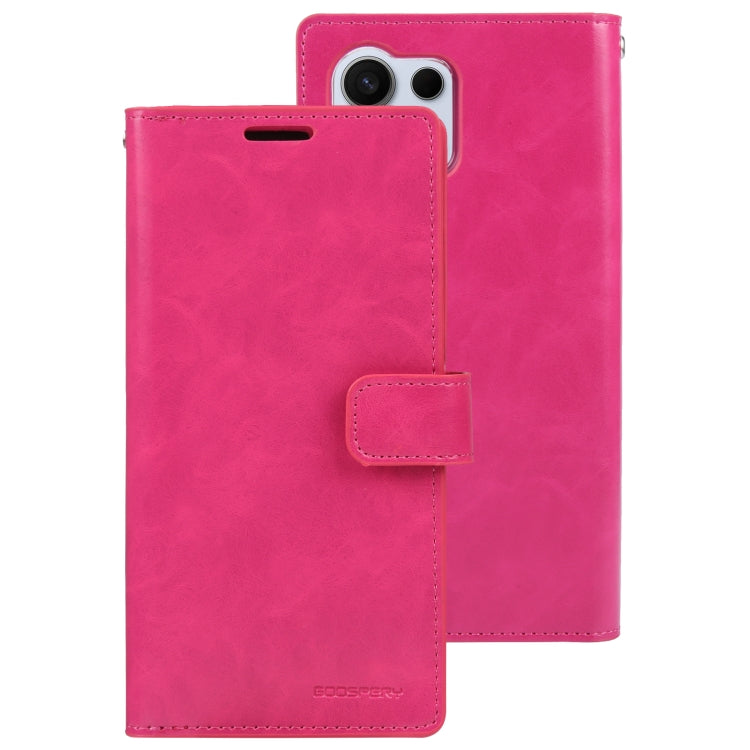 For Samsung Galaxy S24 Ultra 5G GOOSPERY MANSOOR DIARY 9 Card Slots Leather Phone Case(Rose Red)