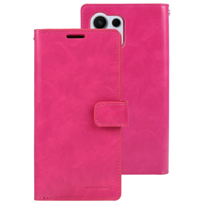 For Samsung Galaxy S24 Ultra 5G GOOSPERY MANSOOR DIARY 9 Card Slots Leather Phone Case(Rose Red)