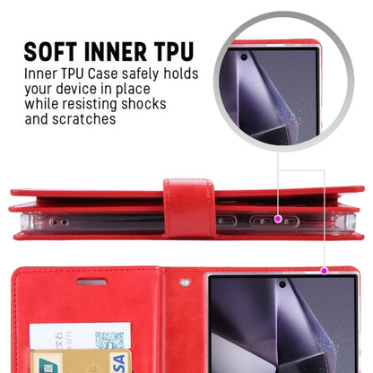 For Samsung Galaxy S24 Ultra 5G GOOSPERY MANSOOR DIARY 9 Card Slots Leather Phone Case(Rose Red)
