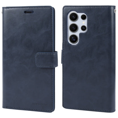 Pour Samsung Galaxy S24 Ultra 5G Étui de téléphone en cuir GOOSPERY MANSOOR DIARY avec 9 fentes pour cartes (bleu foncé)