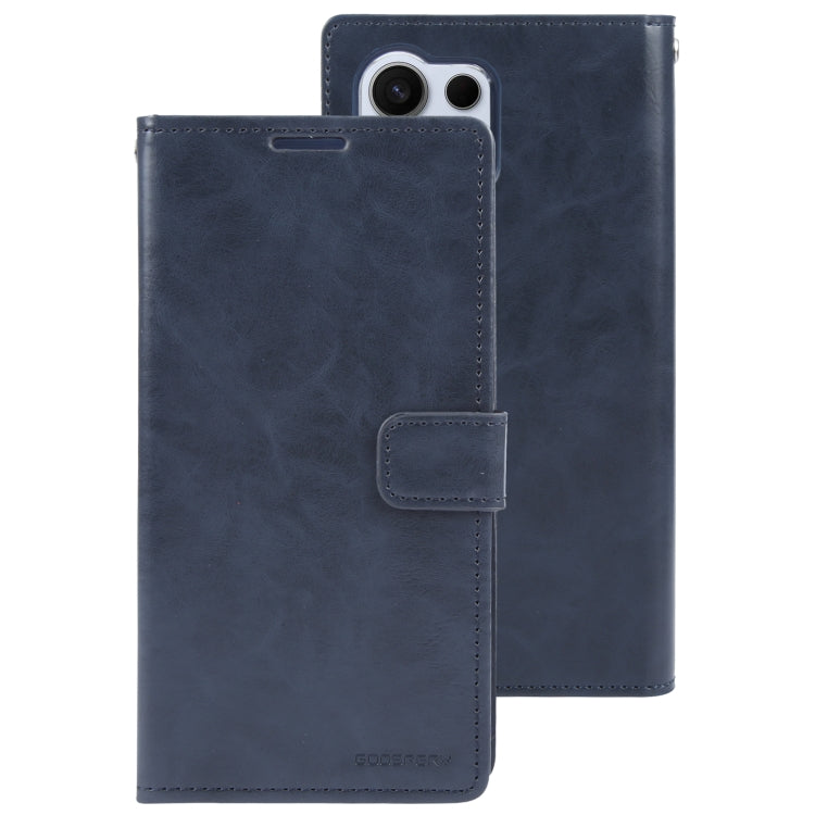 Pour Samsung Galaxy S24 Ultra 5G Étui de téléphone en cuir GOOSPERY MANSOOR DIARY avec 9 fentes pour cartes (bleu foncé)