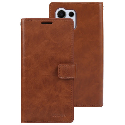 For Samsung Galaxy S24 Ultra 5G GOOSPERY MANSOOR DIARY 9 Card Slots Leather Phone Case(Brown)