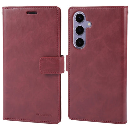 For Samsung Galaxy S24+ 5G GOOSPERY MANSOOR DIARY 9 Card Slots Leather Phone Case(Wine Red)
