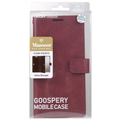 For Samsung Galaxy S24+ 5G GOOSPERY MANSOOR DIARY 9 Card Slots Leather Phone Case(Wine Red)